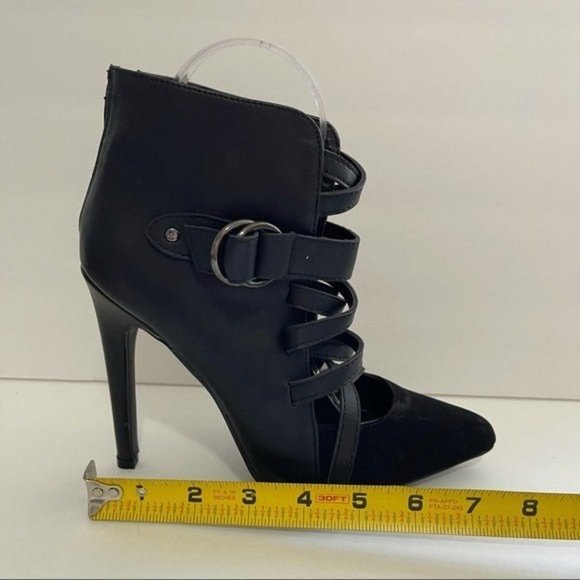 Qupid Black Ankle Boots Buckled Straps #6.5 - Picture 9 of 9